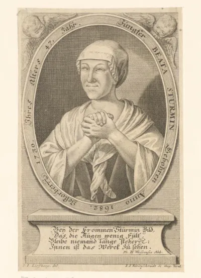Portret van Beata Sturm op 47-jarige leeftijd