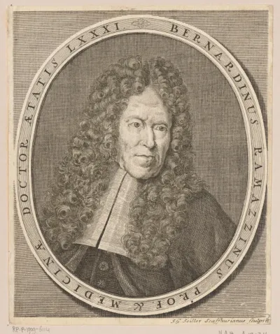 Portret van Bernardino Ramazzini op 81-jarige leeftijd