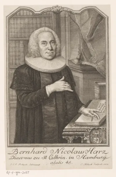 Portret van Bernhard Nicolaus Harz op 45-jarige leeftijd