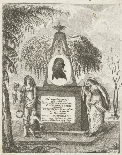 Portret van C.A. vanden Broeck op een grafmonument