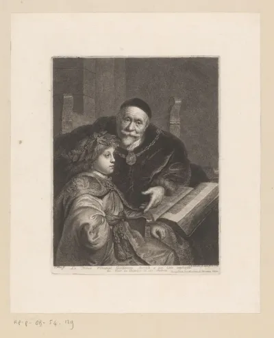 Portret van Carl Ludwig van de Palts met Wolrad von Plessen in de rol van Alexander de Grote en Aristoteles