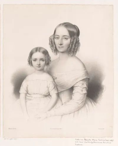 Portret van Catharina Petronella Maria Cochius met haar dochter