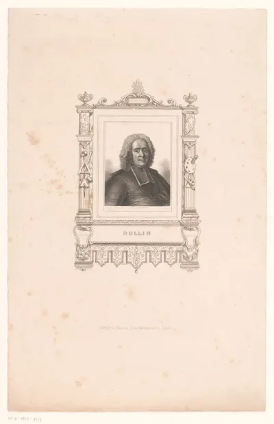 Portret van Chales Rollin in een versierde cartouche