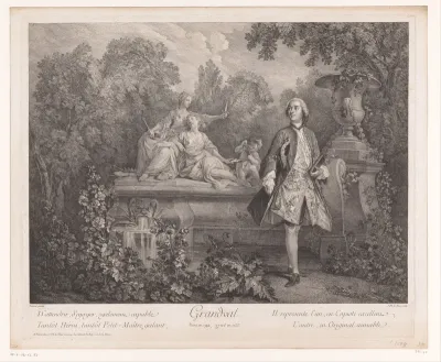 Portret van Charles-François Racot de Grandval in een tuin