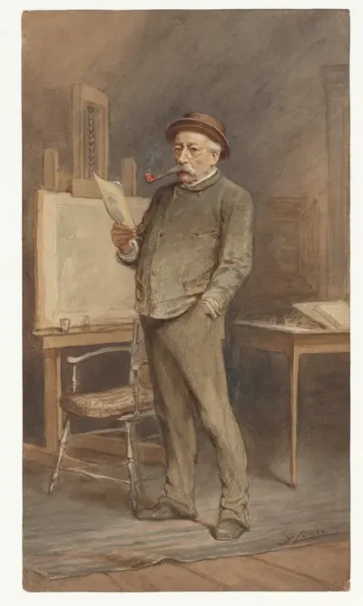 Portret van Charles Rochussen in zijn atelier