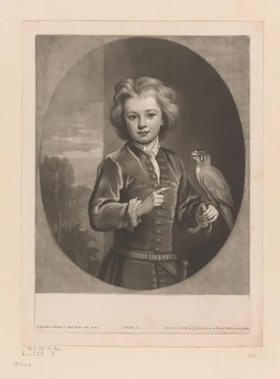 Portret van Charles Townshend met een vogel op zijn hand