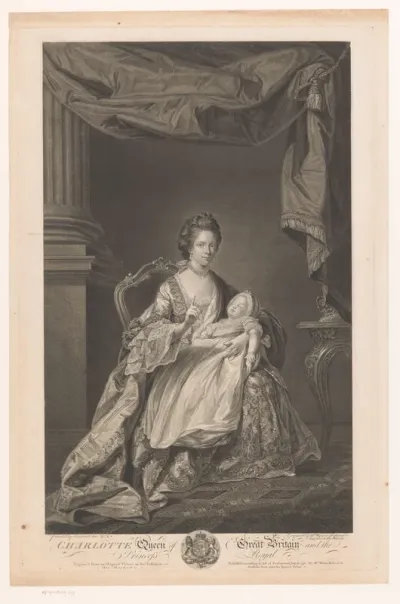 Portret van Charlotte Mecklenburg-Strelitz met haar kind Charlotte