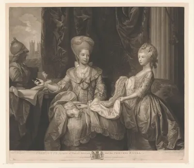 Portret van Charlotte van Mecklenburg-Strelitz en haar dochter Charlotte