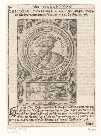 Portret van Childebert III, koning van Austrasië, Bourgondië en Neustrië