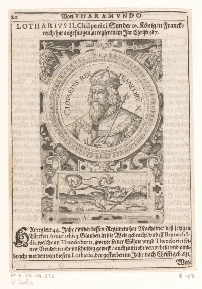 Portret van Chlotharius II, koning der Franken