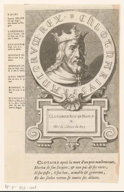 Portret van Chlotharius II, koning der Franken
