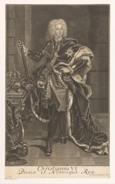 Portret van Christaan VI, koning van Denemarken en Noorwegen