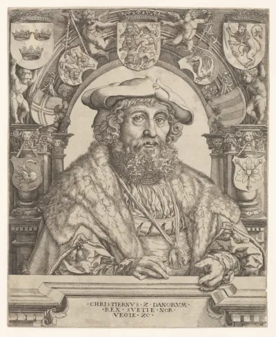 Portret van Christiaan II, koning van Denemarken