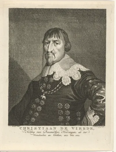 Portret van Christiaan IV koning van Denemarken