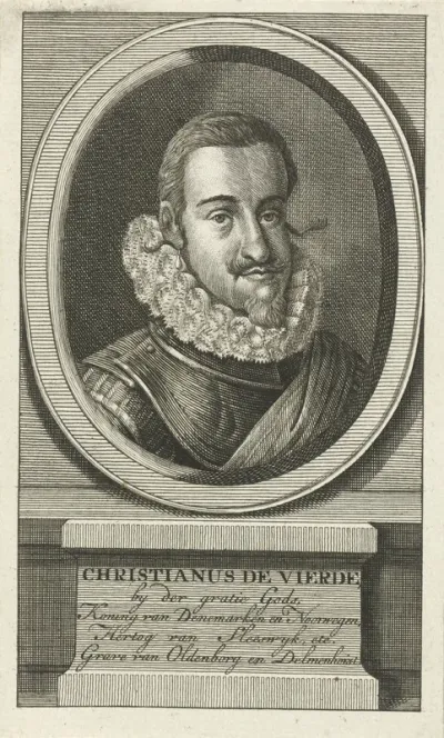 Portret van Christiaan IV, koning van Denemarken en Noorwegen