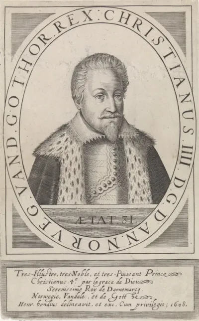 Portret van Christiaan IV, koning van Denemarken en Noorwegen