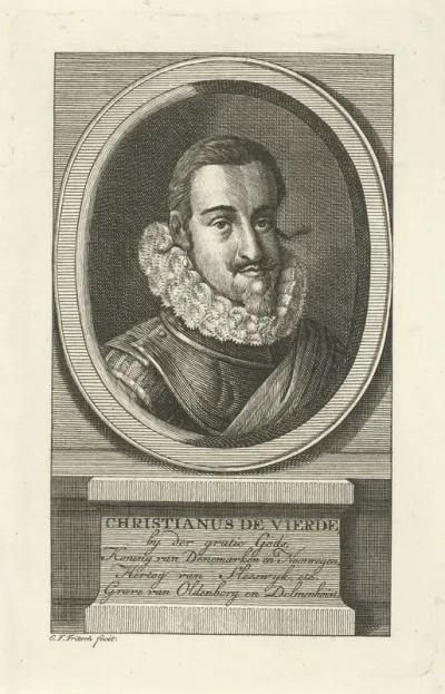Portret van Christiaan IV, koning van Denemarken en Noorwegen