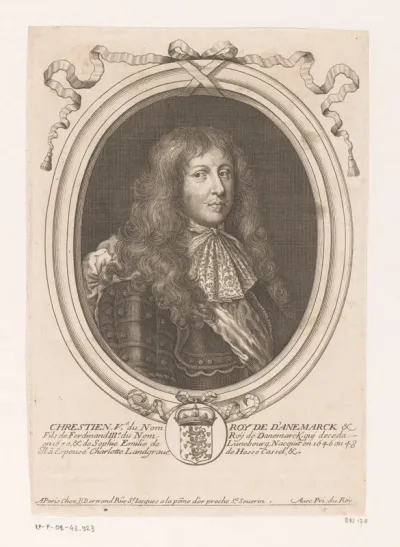 Portret van Christiaan V, koning van Denemarken en Noorwegen