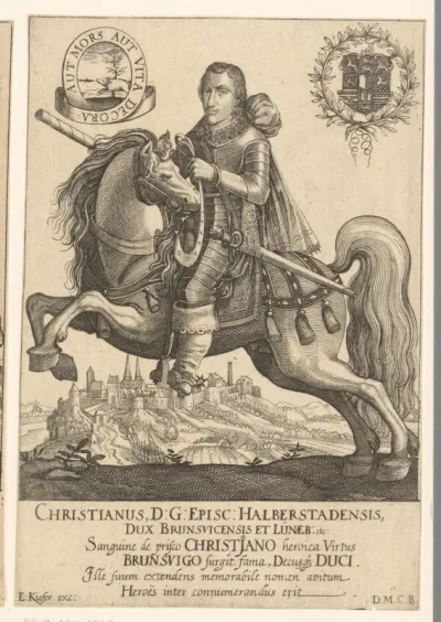 Portret van Christiaan van Brunswijk te paard