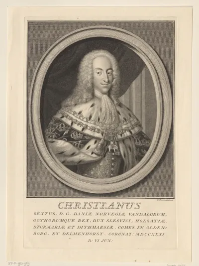 Portret van Christiaan VI, koning van Denemarken en Noorwegen