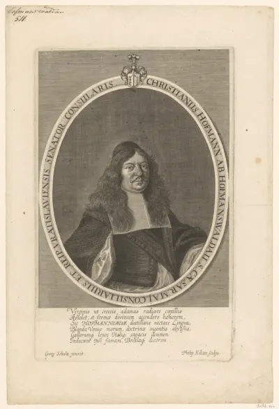 Portret van Christian Hofmann von Hofmannswaldau