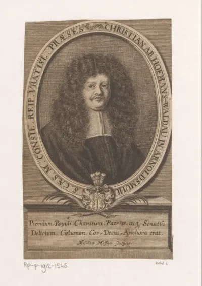 Portret van Christian Hofmann von Hofmannswaldau