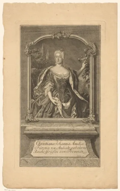 Portret van Christine Johanna Ämilie, Fürstin von Anhalt-Köthen
