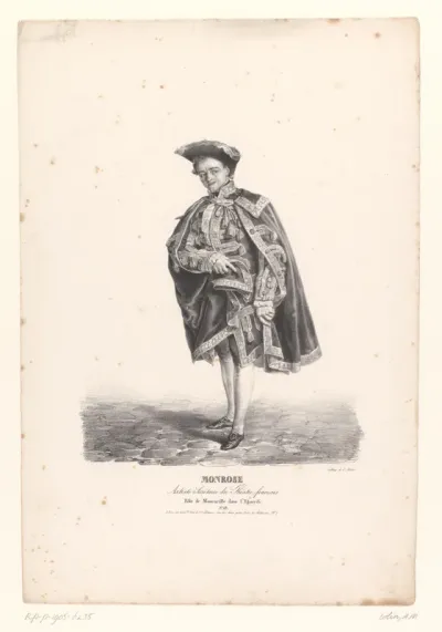 Portret van Claude-Louis Monrose als Mascarille in L'Étourdi