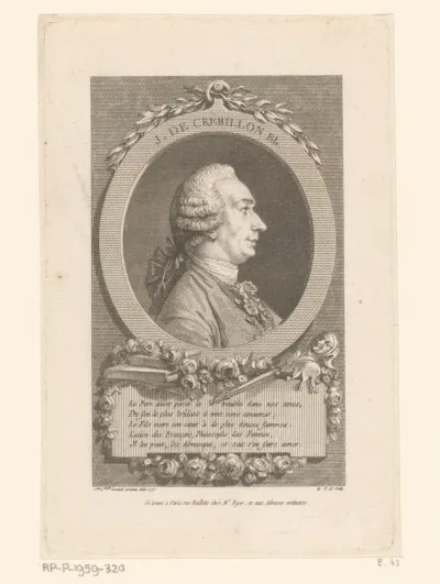 Portret van Claude Prosper Jolyot de Crébillon