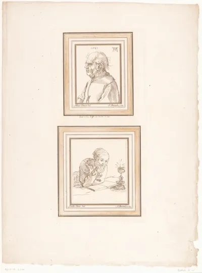 Portret van Claus de Nar en een lezende jonge vrouw bij kaarslicht