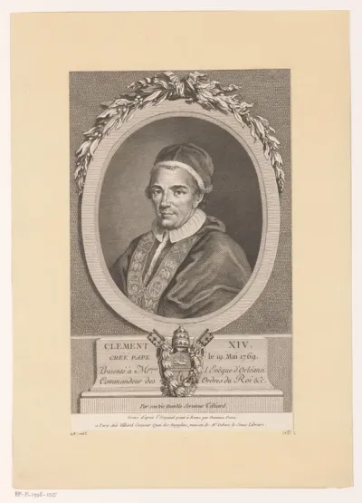 Portret van Clemens XIV in ovale lijst