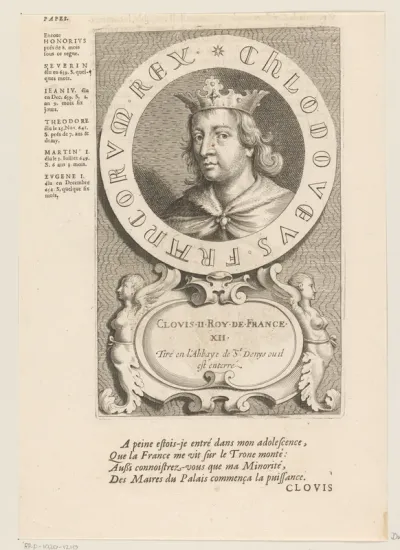 Portret van Clovis II, koning van Neustrië en Bourgondië