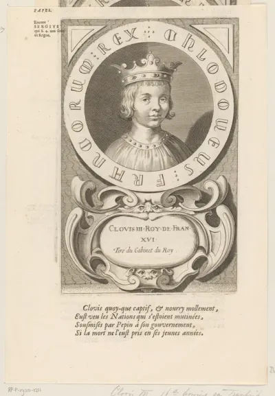 Portret van Clovis IV, koning van Neustrië, Bourgondië en Austrasië