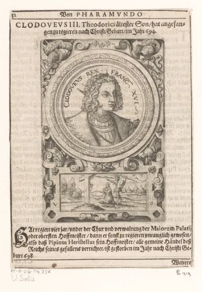 Portret van Clovis IV, koning van Neustrië, Bourgondië en Austrasië