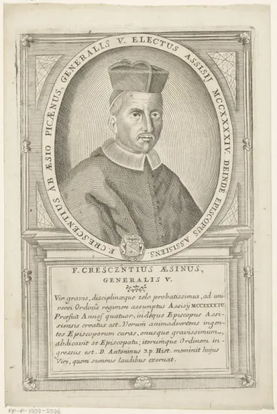 Portret van Crescenzio da Jesi, 5de Minister Generaal van de franciscaner orde
