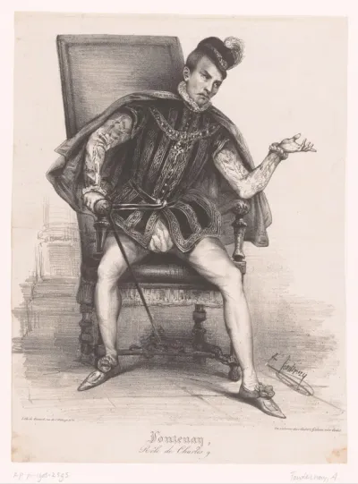 Portret van de acteur Fontenay als Karel IX van Frankrijk