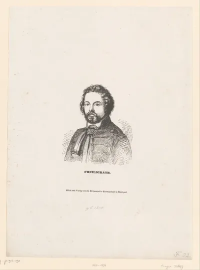 Portret van de dichter Ferdinand Freiligrath