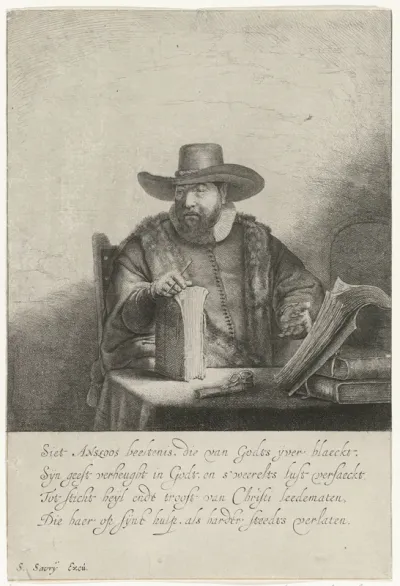 Portret van de doopsgezinde predikant Cornelis Claesz. Anslo