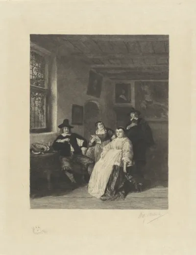 Portret van de familie de Goyer en Adriaen van Ostade