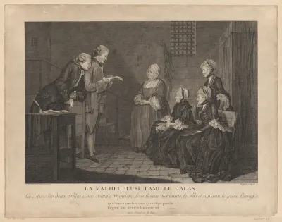 Portret van de familie van Jean Calas in de gevangenis