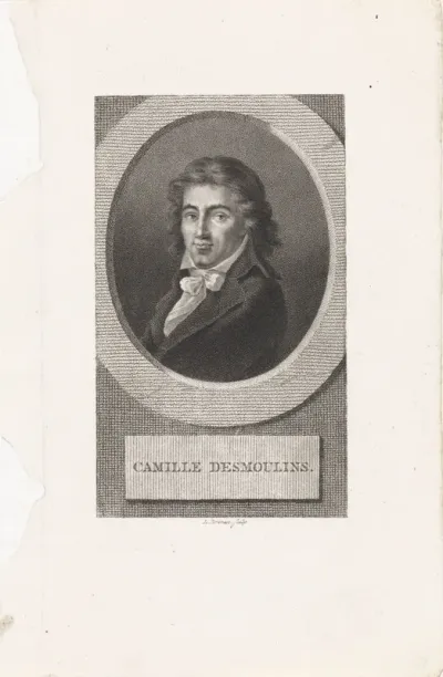 Portret van de Franse schrijver en politicus Camille Desmoulins