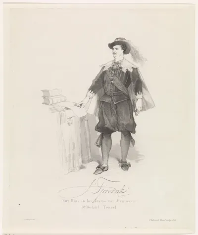 Portret van de Haagse toneelspeler Johan Tjasink als Ruys-Blas