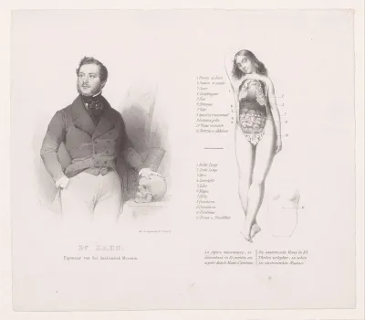 Portret van de heer Kahn en een anatomisch model