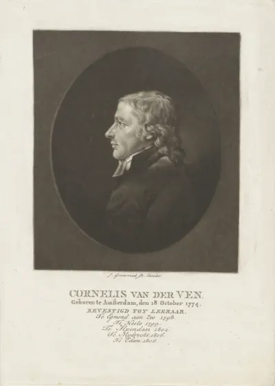 Portret van de predikant Cornelis van der Ven, in profiel