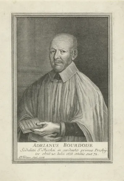 Portret van de priester Adrianus Bourdoisius, op 72-jarige leeftijd