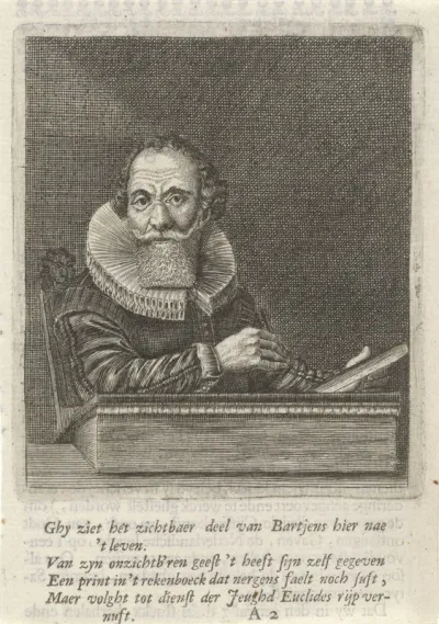 Portret van de rekenmeester Willem Bartjens