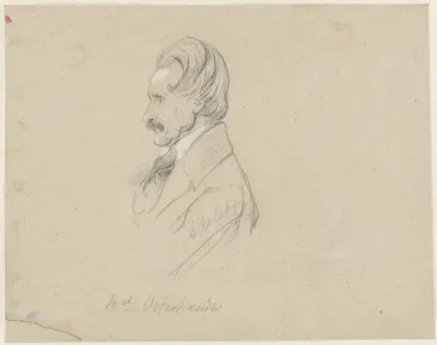 Portret van de schilder Daniël van Oosterhoudt, in profiel naar links