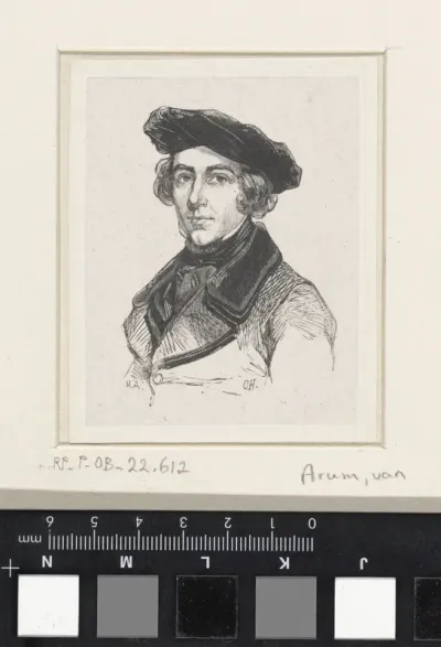 Portret van de schilder Kasparus Karsen, met baret naar links