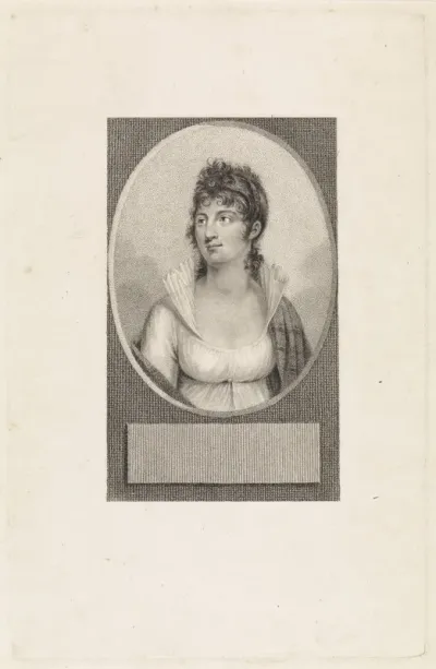 Portret van de schilderes Louise Charlotte de Neufville (geboren Ritter)