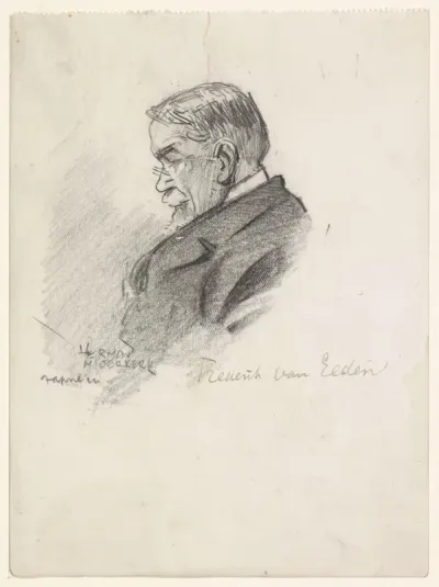Portret van de schrijver Frederik Willem van Eeden, op latere leeftijd, en profil